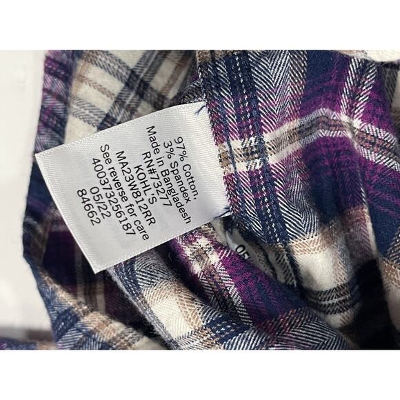 Apt. 9 Premier Flex Untucked Fit Men’s Small Button Up Shirt- Purple/Blue Plaid - Picture 6 of 7